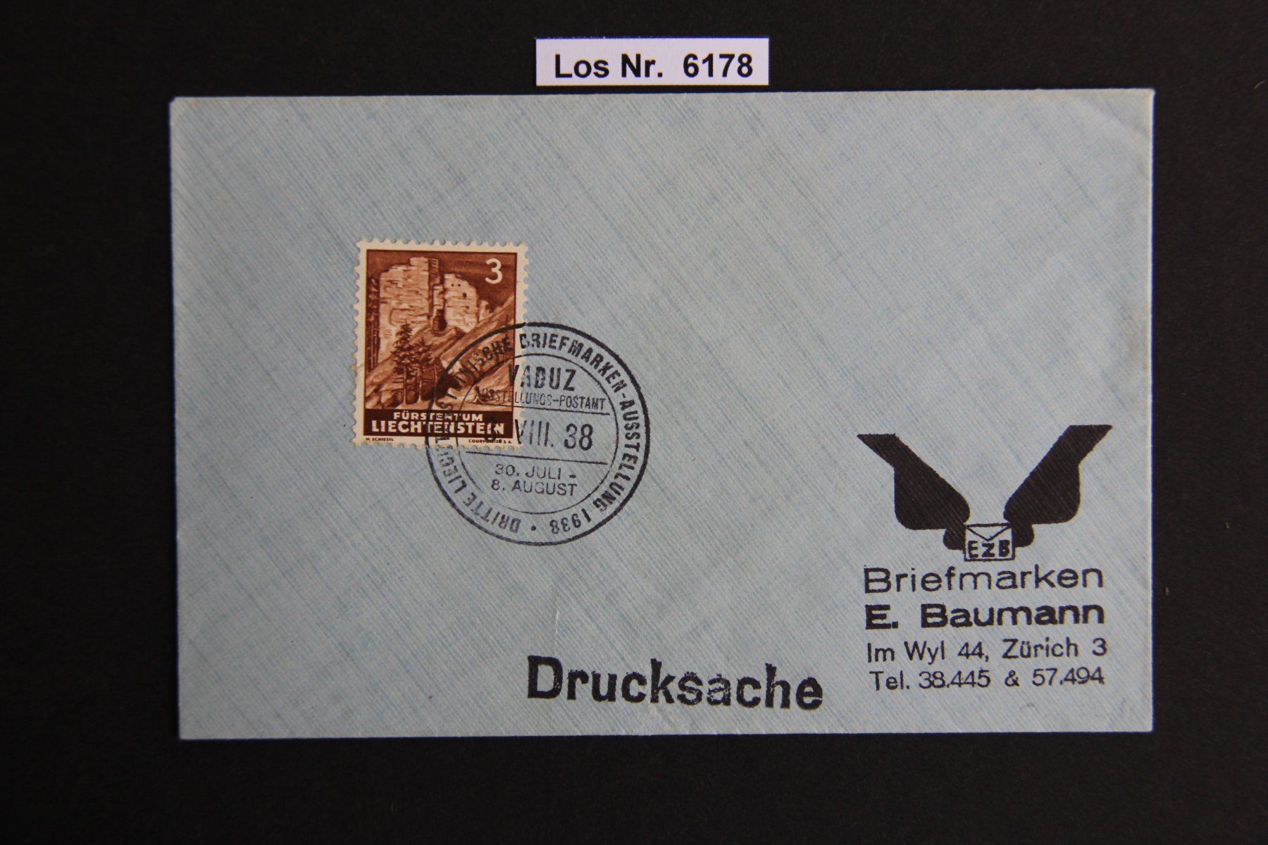 Tutti i francobolli: FL Brief mit Sonderstempel 1938                     Los 6178 – Usato da Volken venduto da jukon65