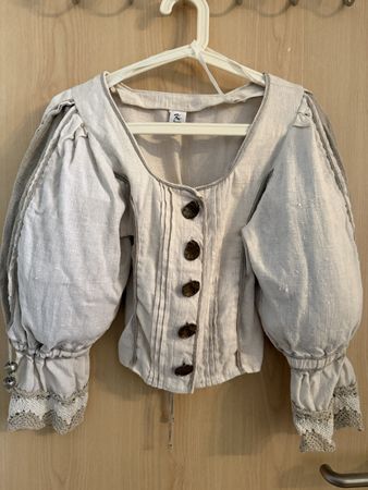 Trachten Bluse kurz mit Puffärmel beige Grösse S