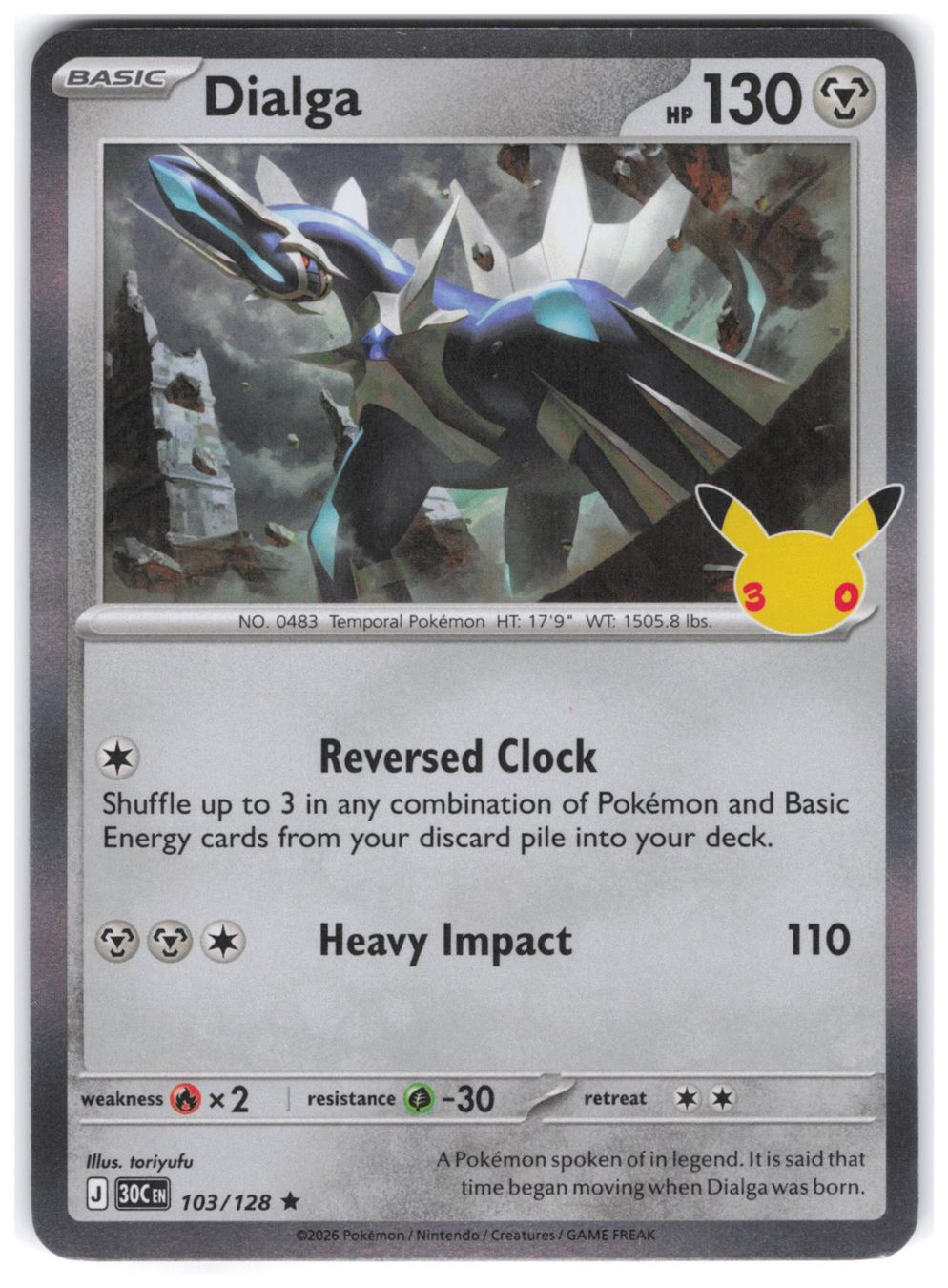 Pokémon Carte collezionabili: Dialga / 30th Celebration / 30C 103 – Nuovo (secondo la descrizione) da Arni AG venduto da PokemonCardsStore