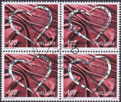 2017, Nr.1659 (Liebe) Viererblock mit Ersttags-Stempel