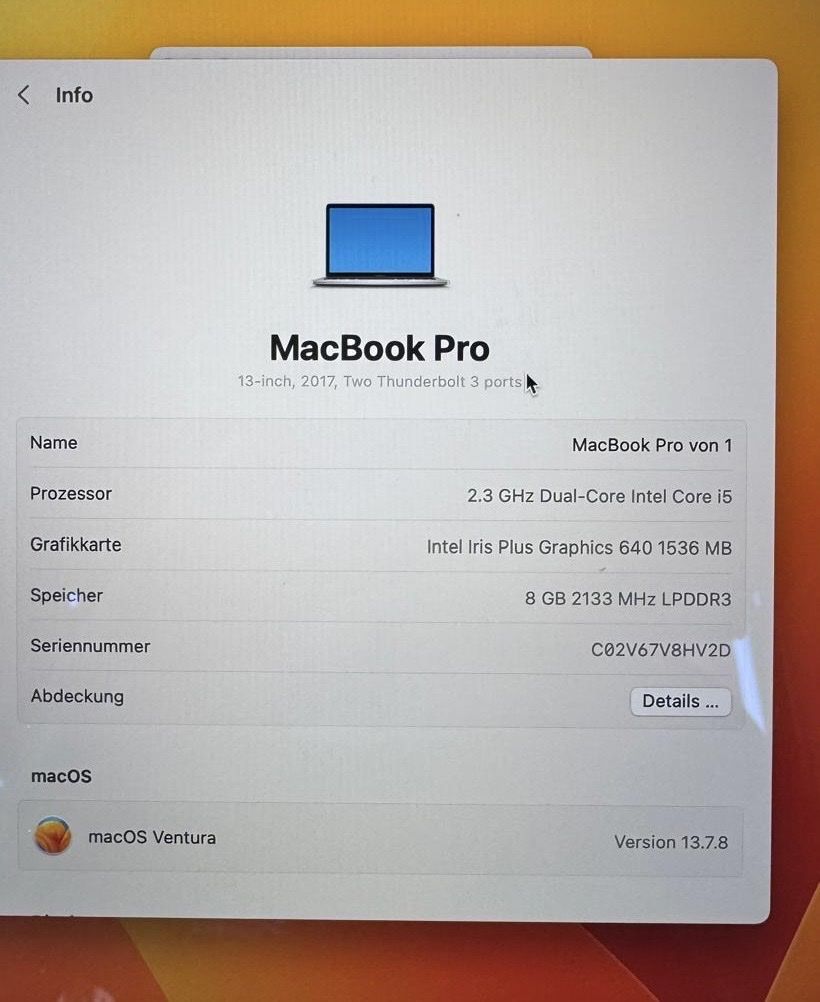 Apple Notebook: MacBook Pro, 13 Zoll, 2017, 256GB – Usato da Frenkendorf venduto da Balou2018 4