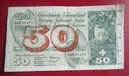 50er Note Serie 14 R - Nr. 32473 vom 21. Dezember 1961