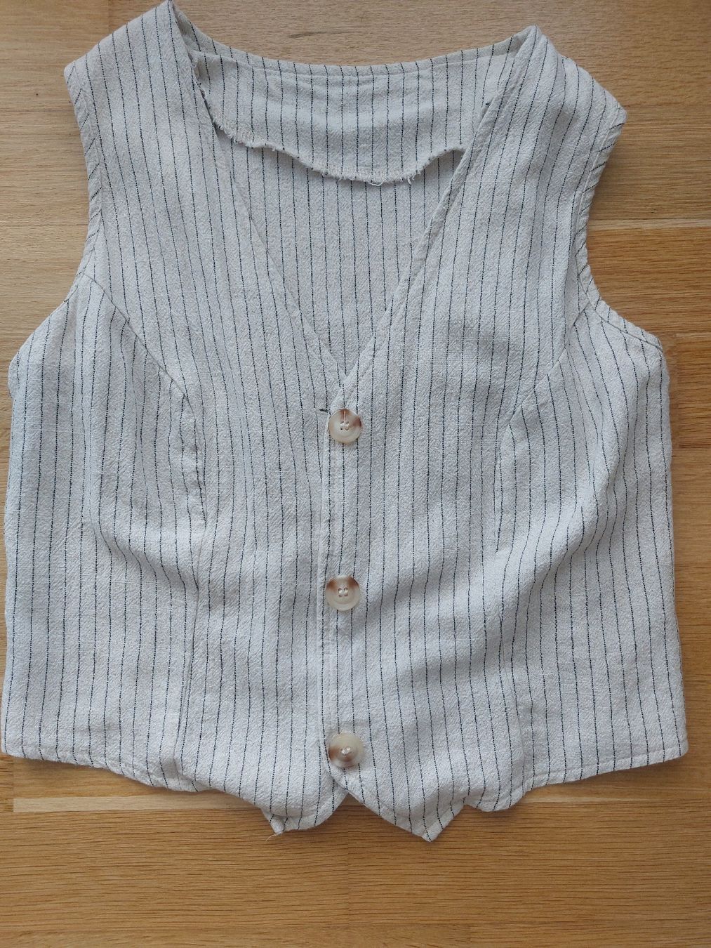 Top: Leinen Weste, gestreift, neutral, Gr. S – Usato da Baden venduto da BanaBoutique