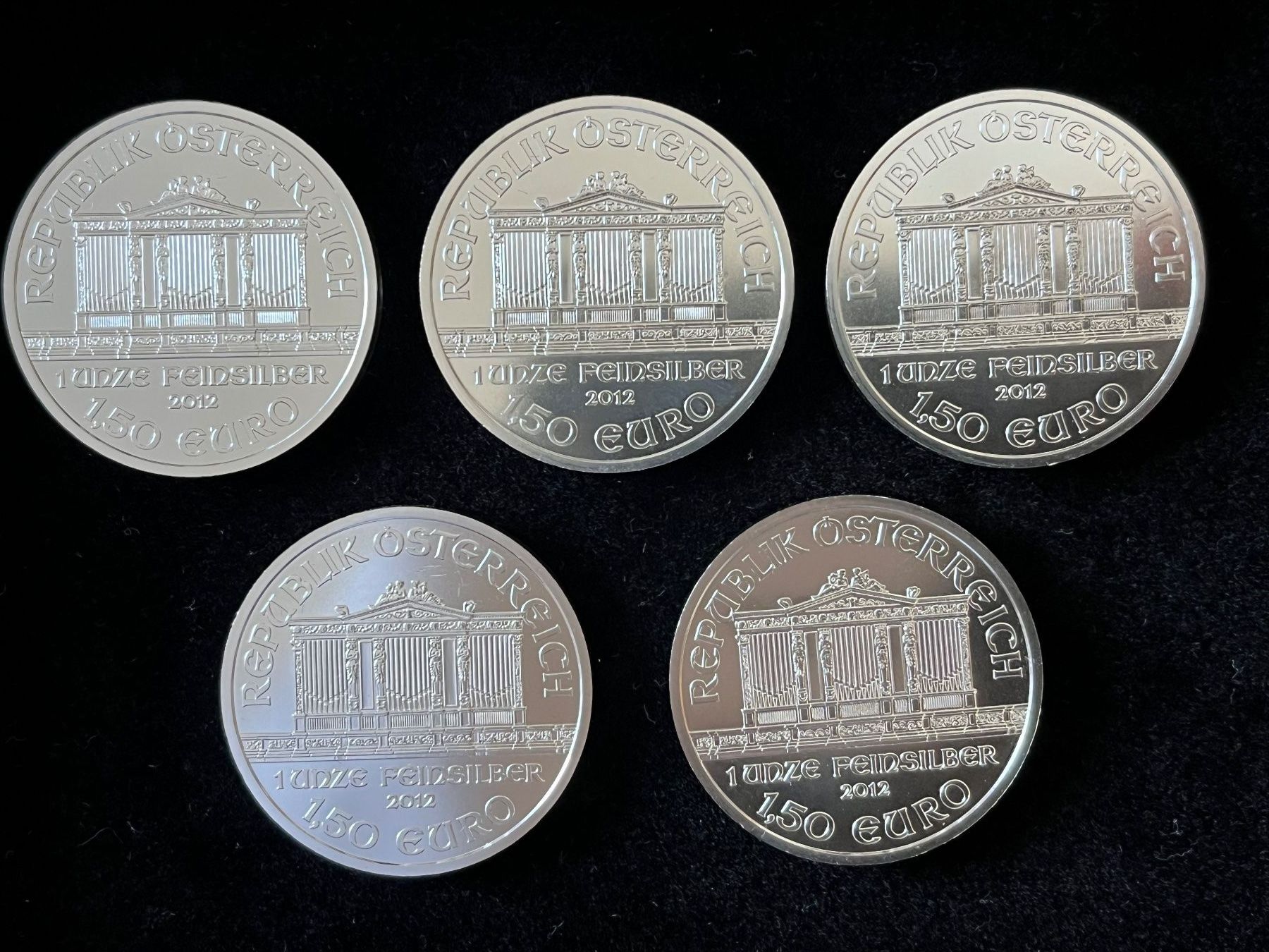 Tutti le monete: 5x 1 oz Silber Wiener Philharmoniker 2012 – Usato da Thundorf venduto da popeye03 1