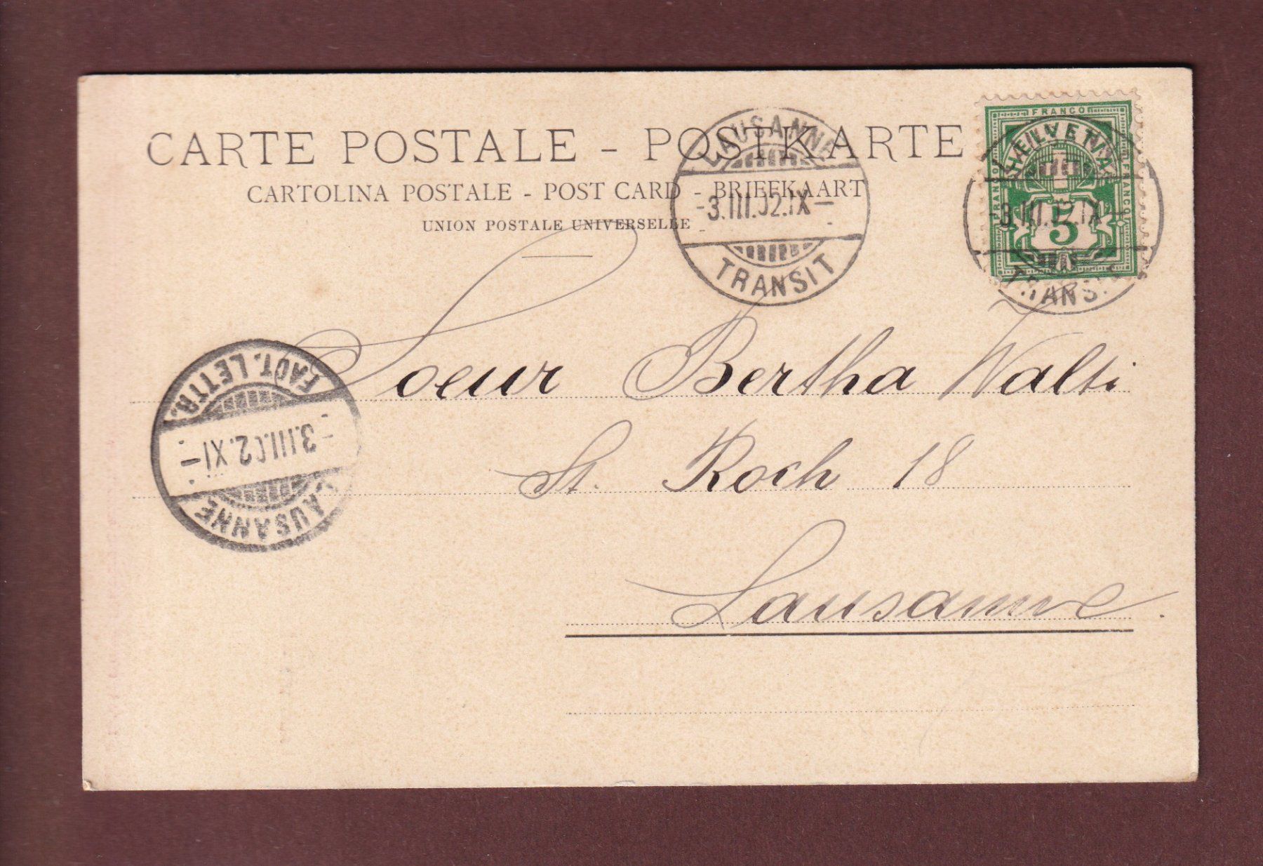 Ansichtskarten: LAUSANNE - La Cathédrale - 1902 CPN – Gebraucht aus Pully von nicecards 1