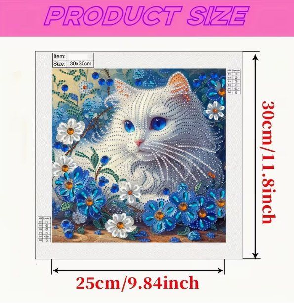 Kits de loisir créatif: Diamond Painting Weisse Katze-5-Poly-226 – Neuf avec emballage d'origine à Obergösgen par Diydiamant 1
