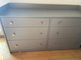 Grey wooden drawers (IKEA)