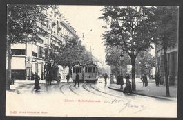 Zürich Bahnhofstrasse mit Kutsche und Trams