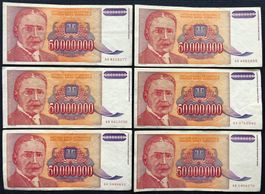 Belgrad 1993 - Jugoslawien - 6x50000000 Dinara
