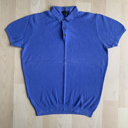 Massimo Dutti Extra Fine Cotton Polo Shirt Blue Medium