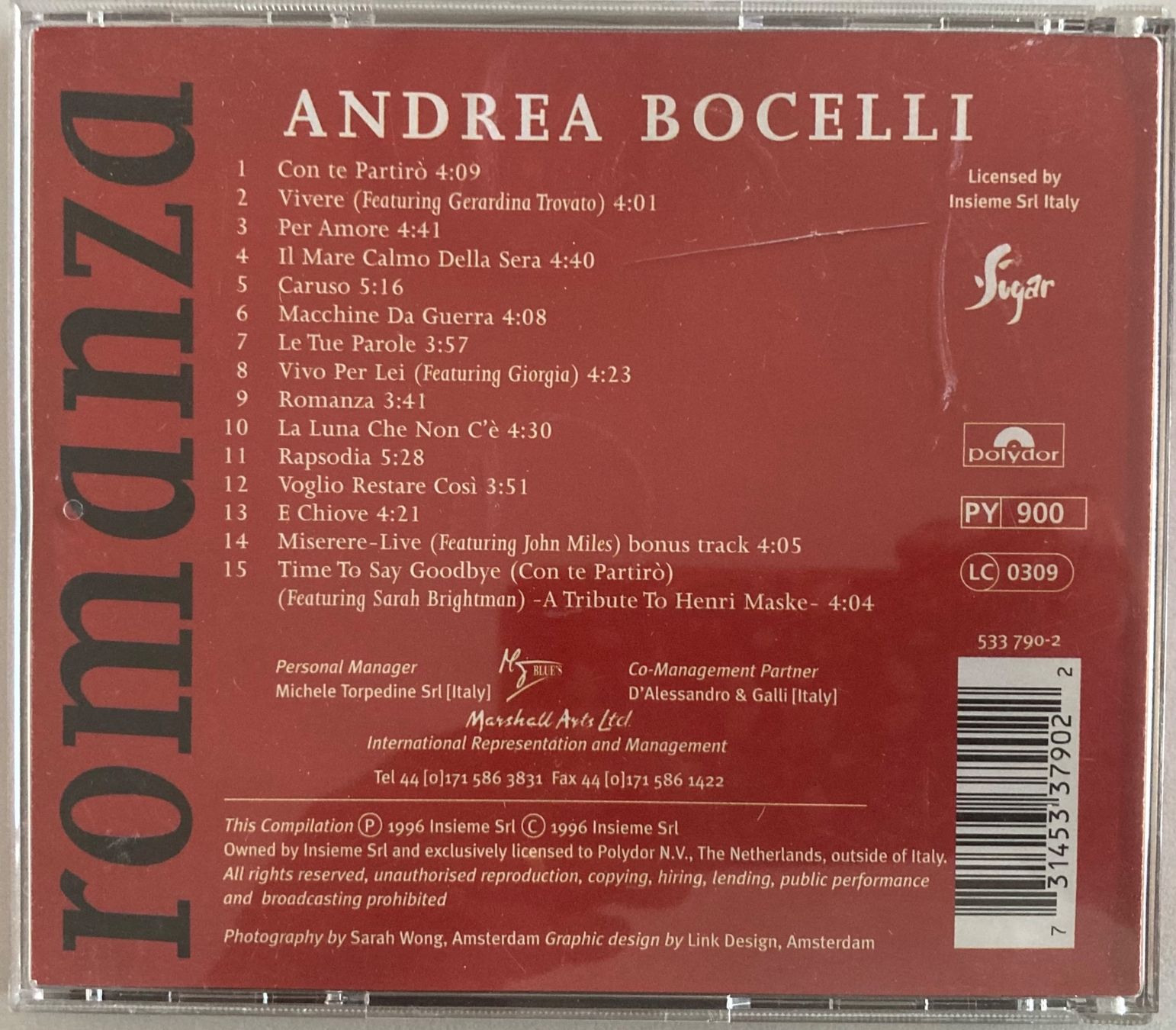 CD: ANDREA BOCELLI - ROMANZA – Usato da Poliez-Pittet venduto da Newtown-Records 1