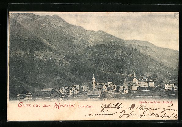 Ansichtskarten: Melchthal, Ortsansicht vor Bergpanorama – Gebraucht aus Berlin von bartko-reher
