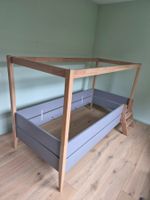 Paidi Kinderbett mit Baldachin - Holz Eiche Grau