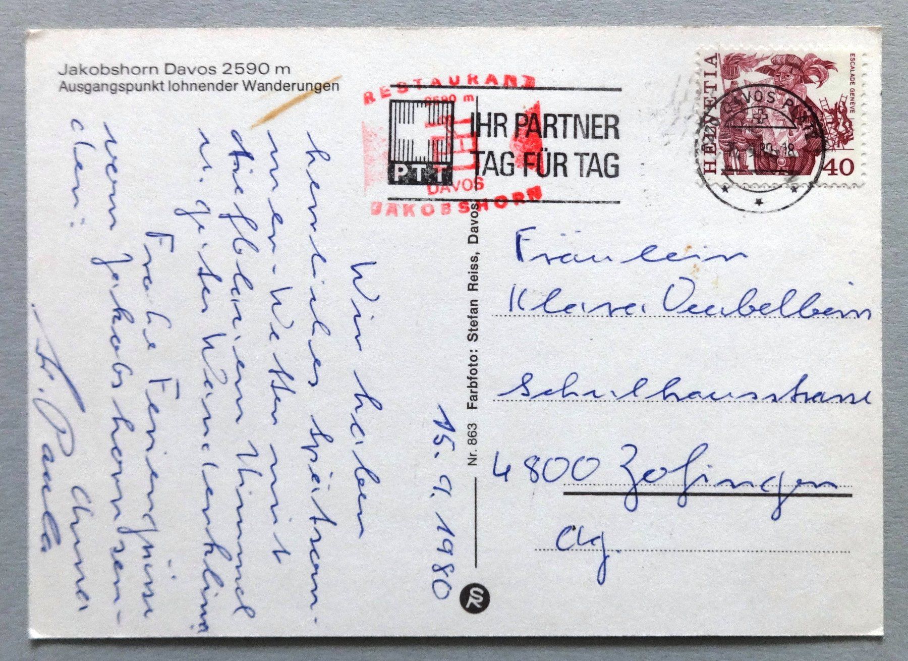 Cartoline postali: Jakobshorn Davos 2590 m – Difettoso da Fétigny venduto da Billy2miny 1