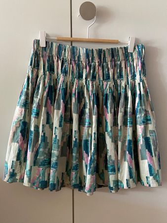 BA&SH Tigu Jupe smocks turquoise t.2 (M) portée 2x