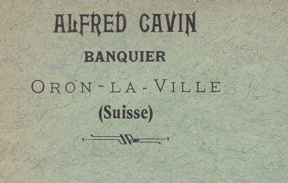 Tutti i francobolli: ORON  18.III.08     ALFRED  CAVIN   BANQUIER – Usato da Aarau venduto da kufi44 2