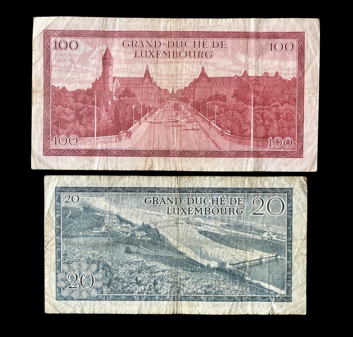 Banknoten: Luxemburg 100 & 20 Francs – Gebraucht aus Winterthur von Numismatica-Vitu 1