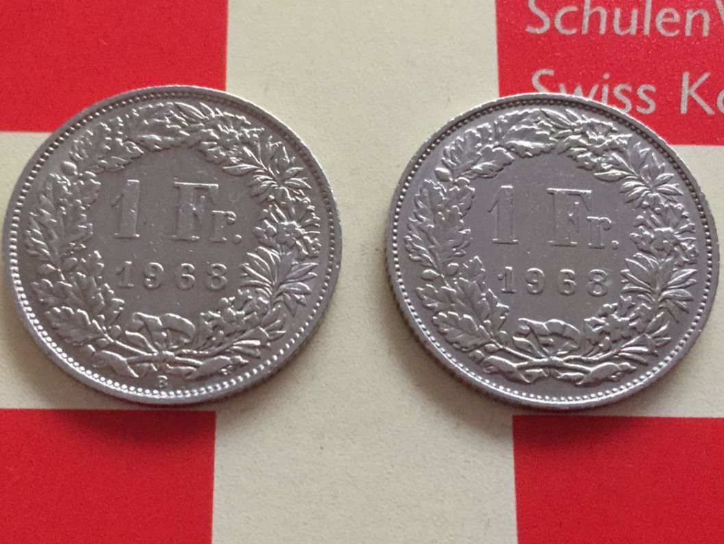 Alle Münzen: 1 Franken 1968 B + 1968 oMz – Gebraucht aus Elsau von herbybay 1