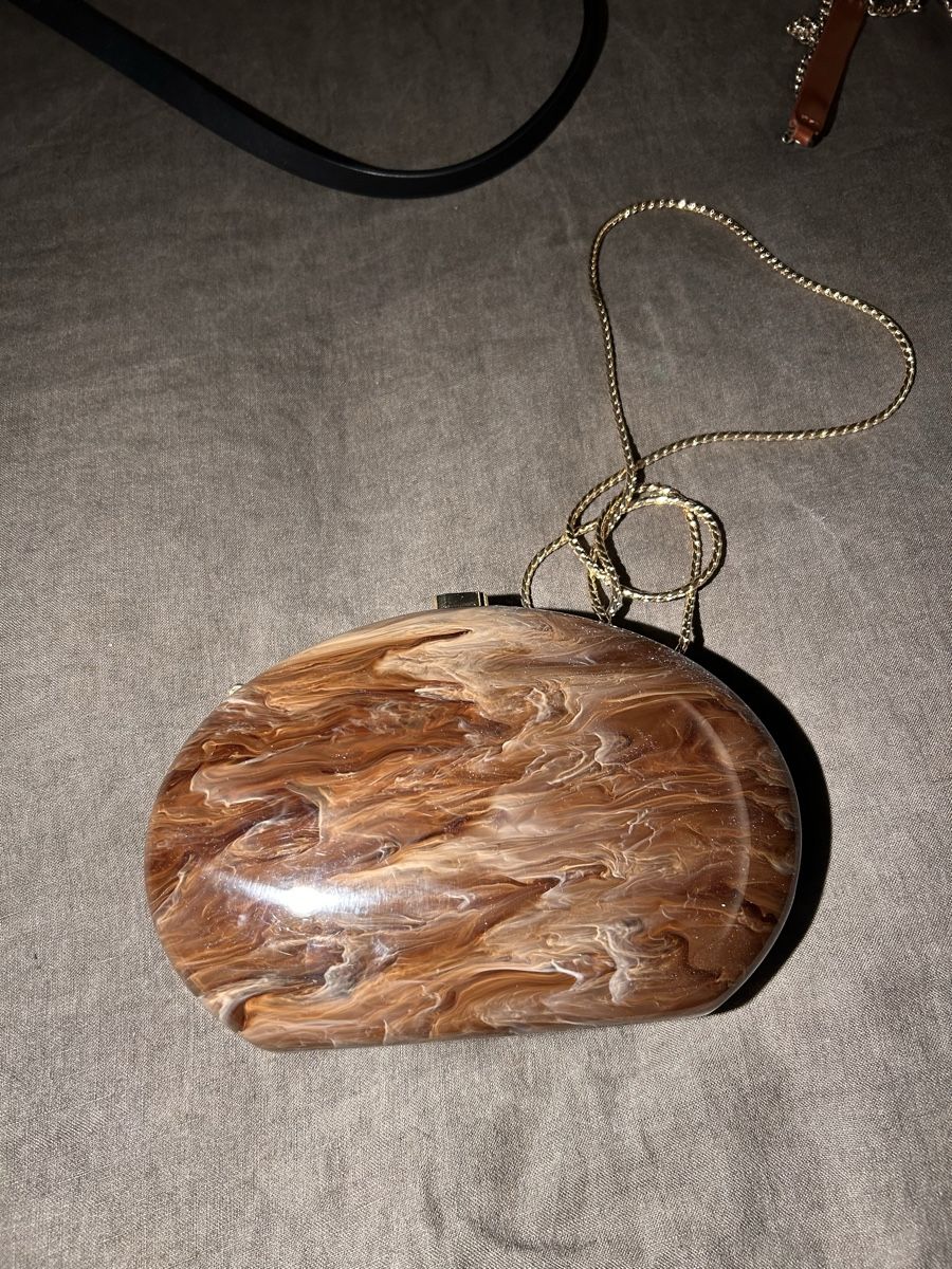 Mango Borse da donna: Mango Brown Marble Evening Clutch – Nuovo (secondo la descrizione) da Territet venduto da gue_s7rn 1