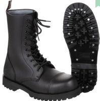 Stiefel, 10-Loch,"Pure Trash" schwarz, Stahlkappe, Schrauben