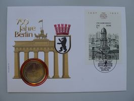 1987, Deutschland: Numisbrief: 750 Jahre Berlin mit Medaille