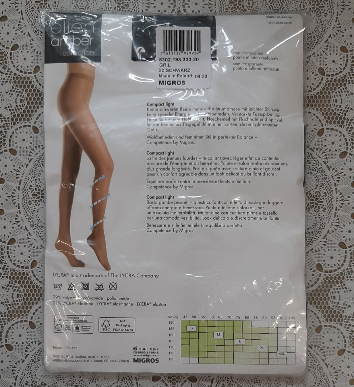 Ellen Amber Calze & Collant: Ellen Amber Compact Light Strumpfhose 40den Gr.L Schwarz – Nuovo e nell'imballaggio originale da Amriswil venduto da Celini3 1