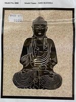 bedrucktes Baumwolltuch - beige mit schwarzem Buddha