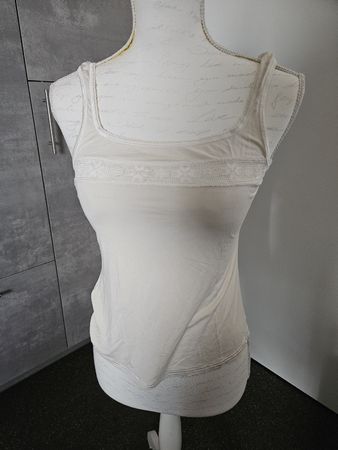 HANRO Unterhemd gelb/beige Spitze Seide Lycra Grösse S