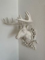 Hirschkopf Wanddekoration weiss Kunststoff guter Zustand