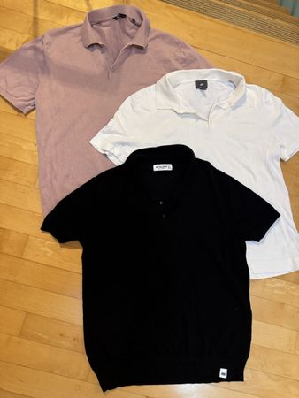 3 Poloshirts schwarz, weiss, pink gebraucht