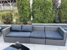Garten Lounge Set Rattan Optik dunkelgrau gebraucht
