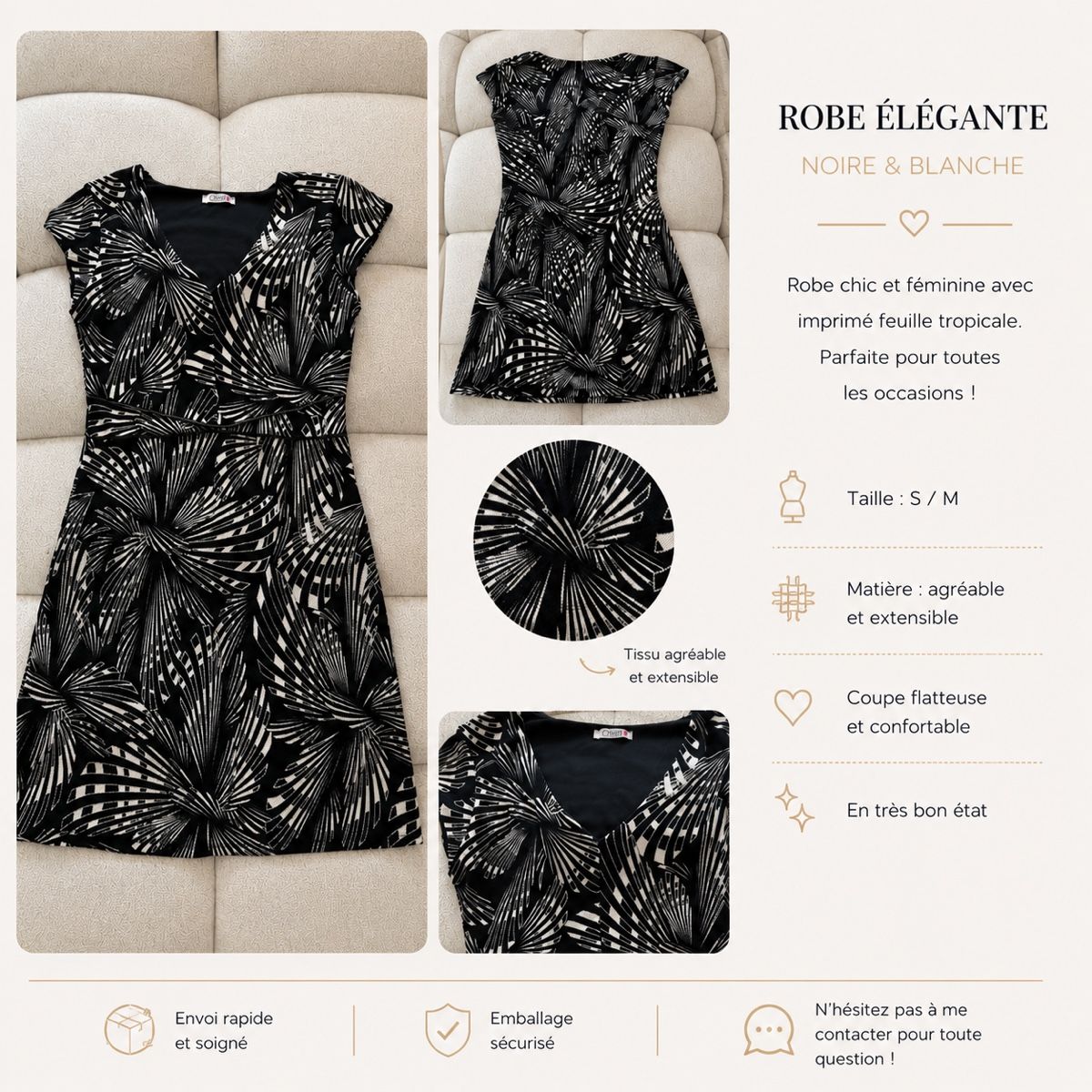 Vestiti: Robe noire & blanche élégante – Nuovo (secondo la descrizione) da Bramois venduto da Inarretable.co