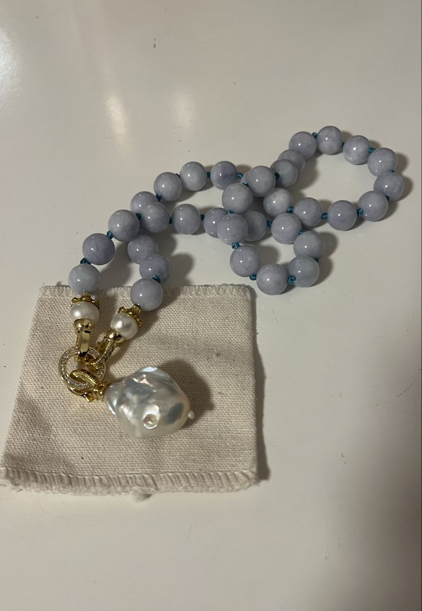 Catenine: Vintage Aquamarin Collier mit Barokperle – Usato da Thalheim venduto da karmabis_