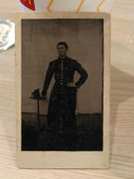 Zwei Antike Photos / Portrait Soldat mit Tschako ca. 1880
