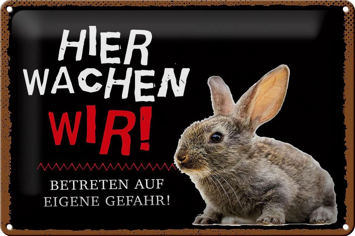 Insegne: Blechschild-HASE-HIER WACHEN WIR – Nuovo e nell'imballaggio originale da Rupperswil venduto da big-one-sale