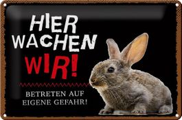 Blechschild-HASE-HIER WACHEN WIR