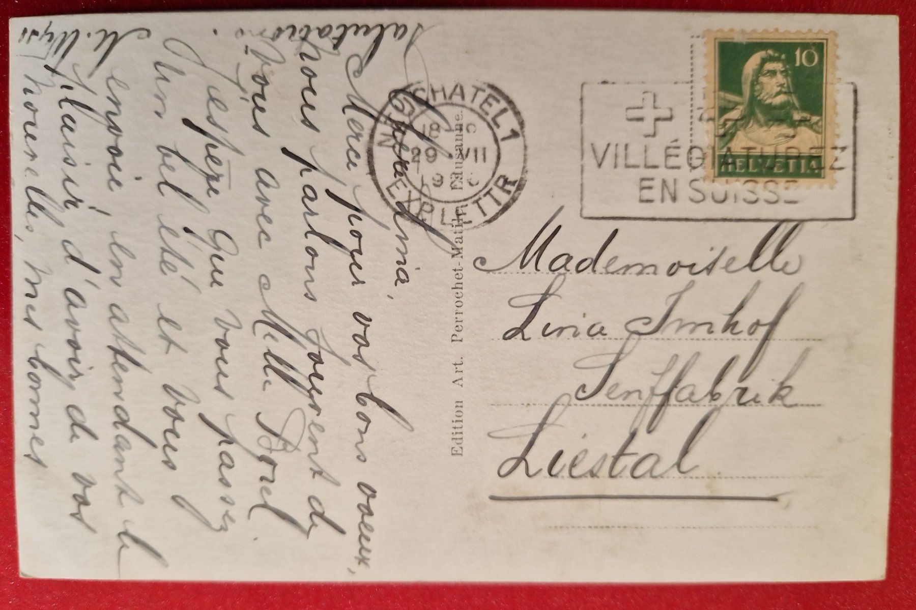 Cartoline postali: Neuchâtel - Ecole de Commerce 1926 – Usato da Melchnau venduto da Fishel 1
