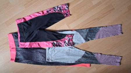 3 leggings de sport taille 146 (2 longs, 1 court)