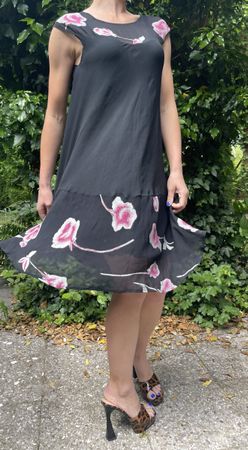 Versace Vestito Seta 100% con Fiori Rosa,tgS/M-chic per fest