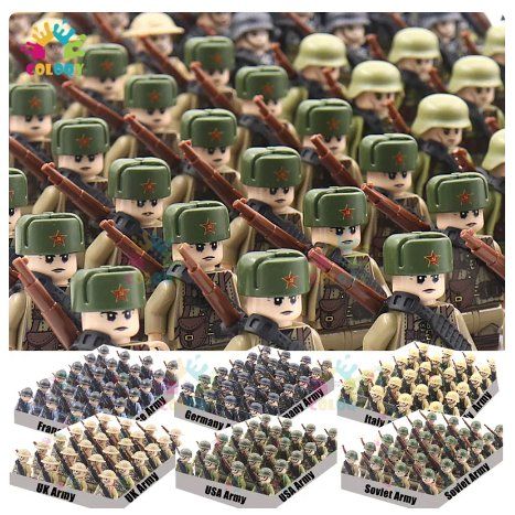 24 Stk. WW2 Armee Soldaten Krieg Figuren (past zu Lego)