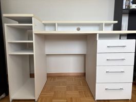 Bureau blanc avec tiroir et étagère