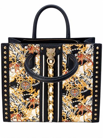 Handtasche Aldo mit Tiermotiv und Kette schwarz weiss