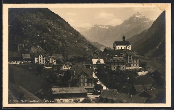 Cartoline postali: Wassen /Gotthardbahn, Totalansicht mit B – Usato da Berlin venduto da bartko-reher