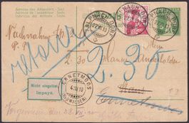 1910, RARE Nachnahmen von Alpnach Dorf nach Ennetmoos NW