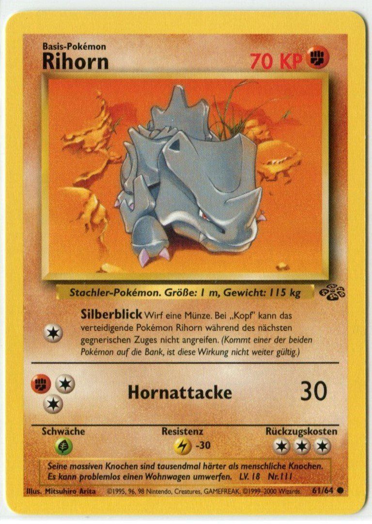 Pokémon Carte collezionabili: Rihorn Dschungel 61/64 Deutsch MINT – Nuovo (secondo la descrizione) da Dornach venduto da Deco89