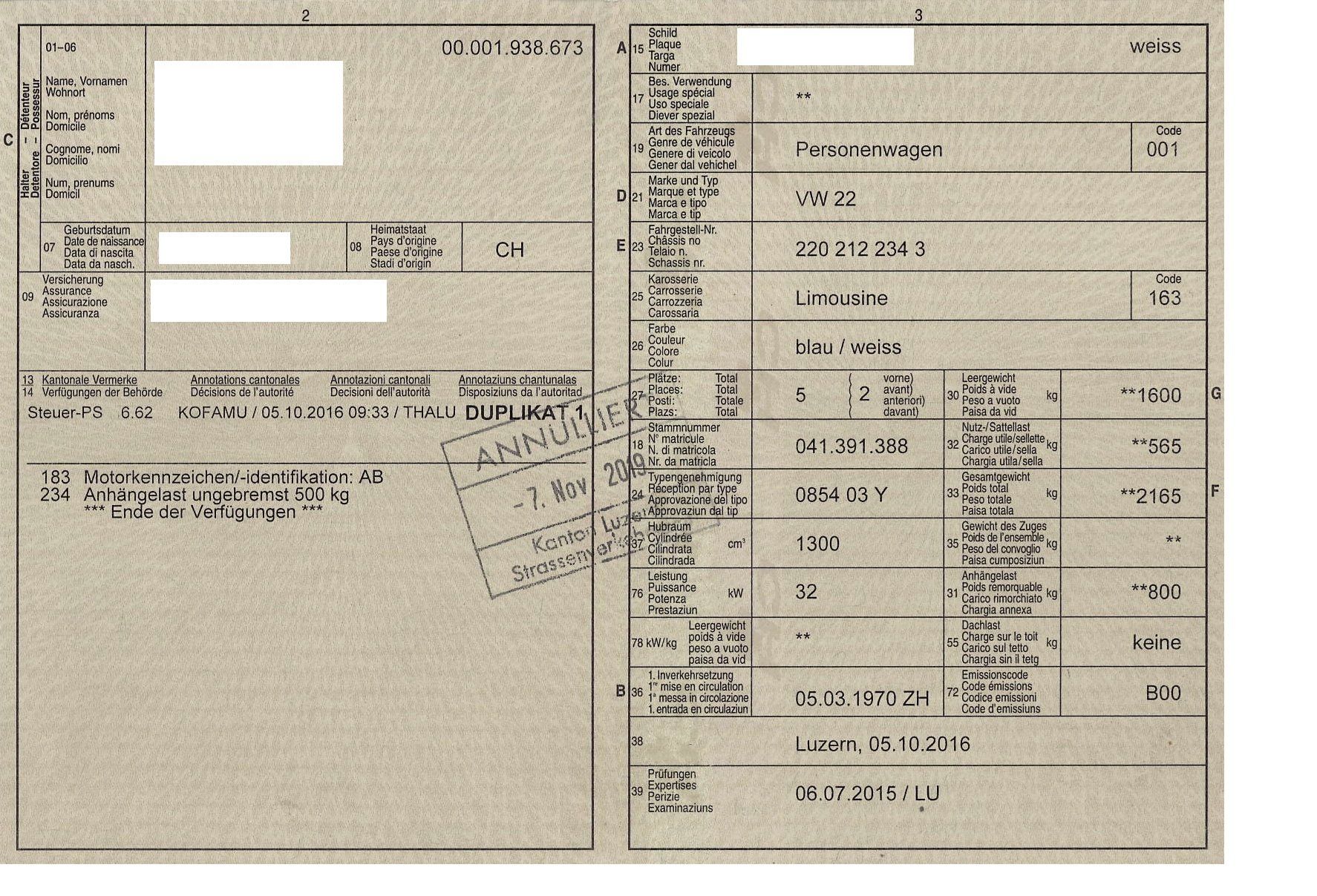 VW Autos: VW T2a – Defekt aus Zäziwil von kafiza35 4