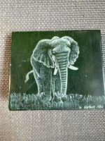 Vintage Verdite Elefant Gravur – H. Methule (1986)