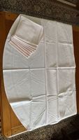 Edle Tischdecke in rosa mit 8 Servietten, rund 146 cm