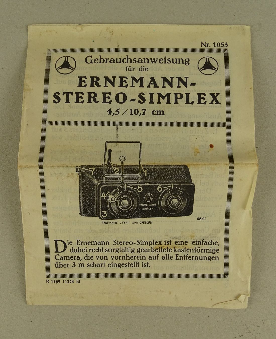 Ernemann Appareil photo: STEREO KAMERA ERNEMANN SIMPLEX – D'occasion à Grüningen par Kartensammler 7