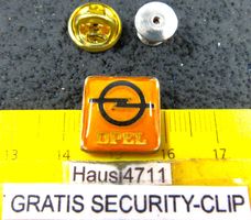 OPEL AUTO LOGO PIN GLASIERT MIT SECURITY-CLIP VINTAGE OLDI